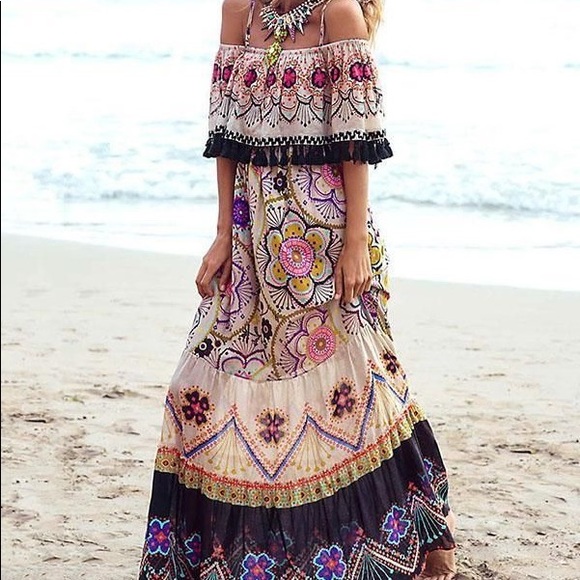 Free People Other - Bohemian sheer cover up off the shoulder dress